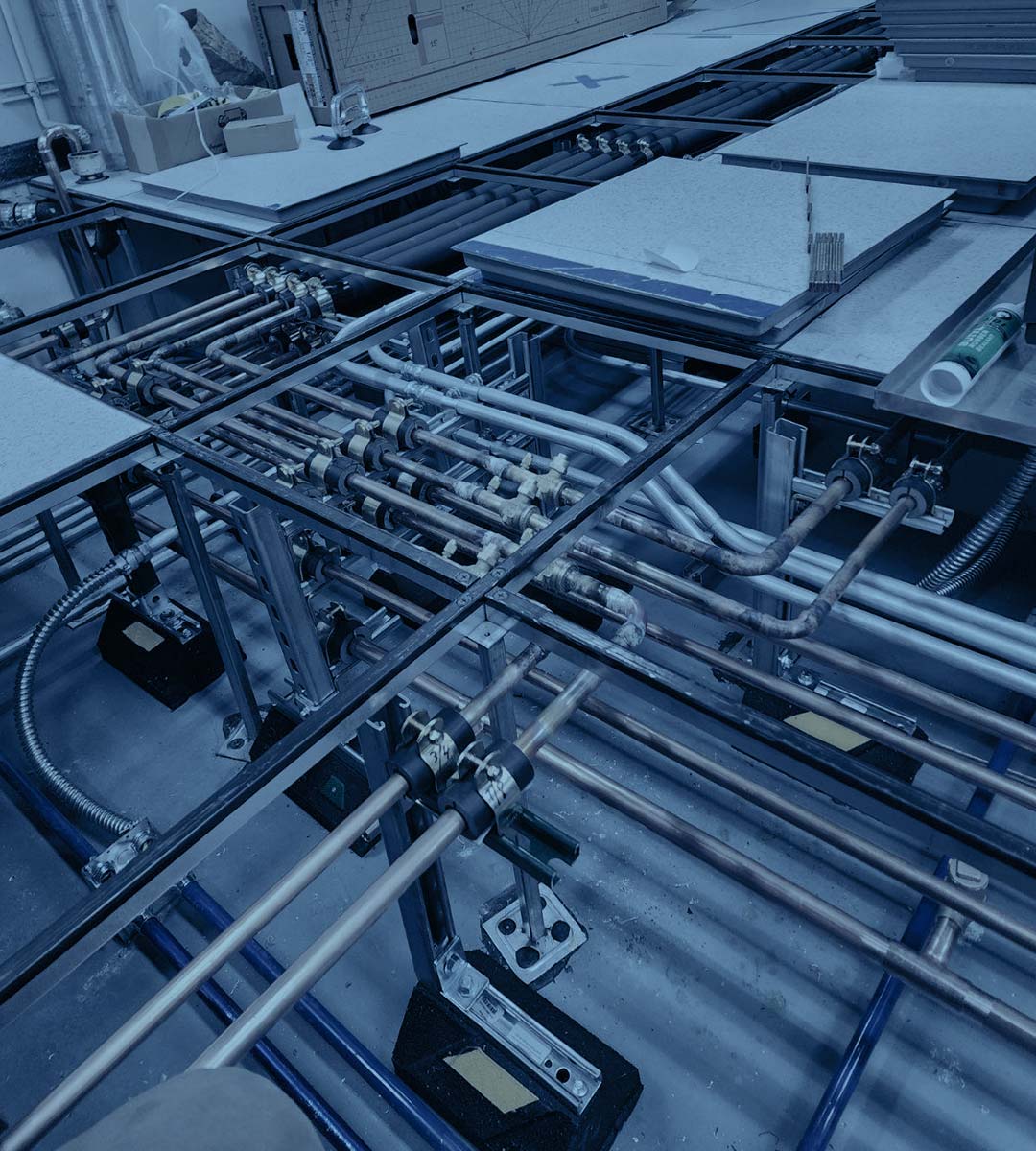 A series of assorted pipes and fabrication elements that UPM Mechanical oversees during Project Management