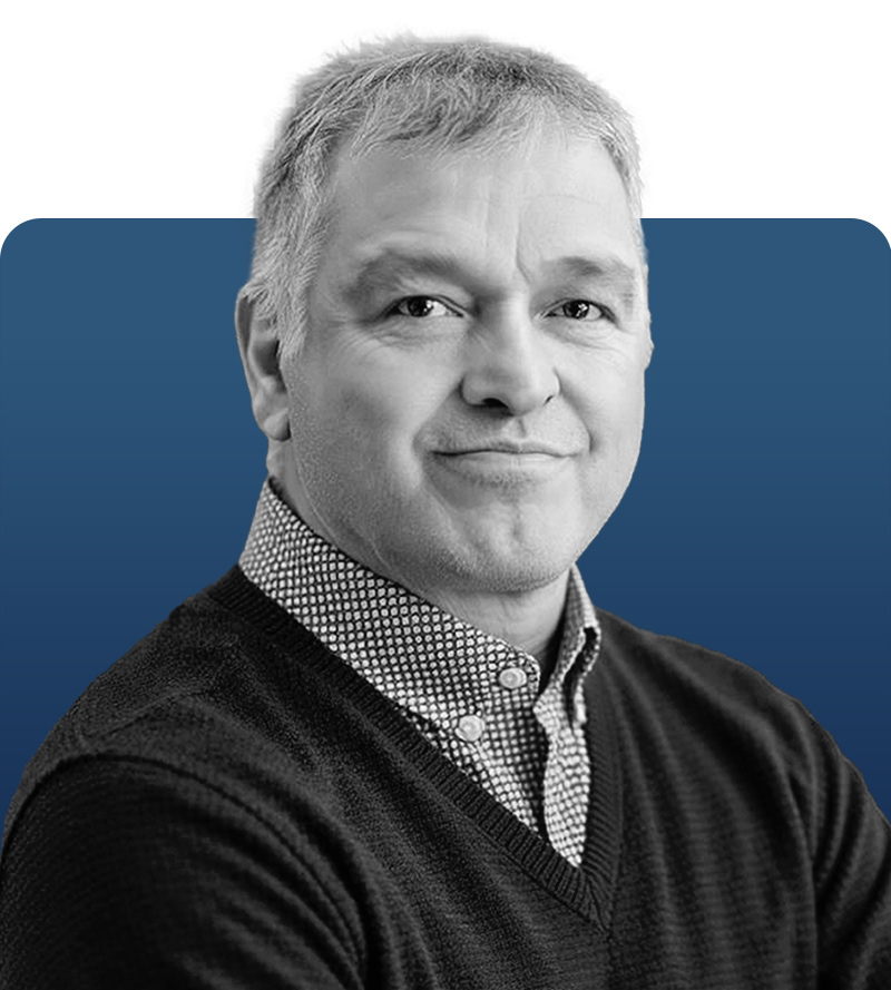 Ben Trujillo the Manager of Safety, QC, Customer service at UPM Mechanical shown in black and white